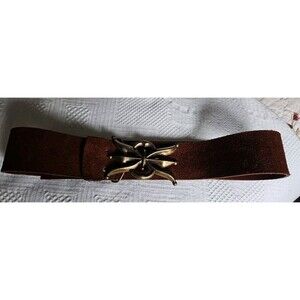 VTG Schaffer Bronze Buckle Brown Leather Belt  RARE NWOT SZ S/M